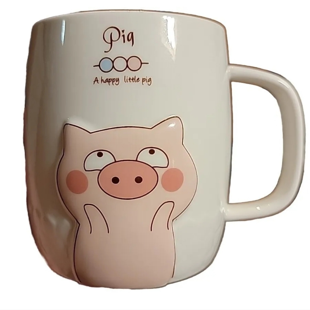 A Happy Little 3D Pig Mug 16oz NEW,  NO SCRATCHES. Ceramic New